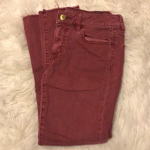 Skinny burgundy jeans